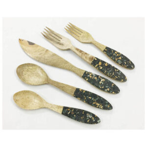 Terrazzo and Wood Flatware S/5