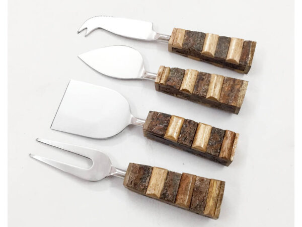 Wooden Handle Cheese Knives set S/4