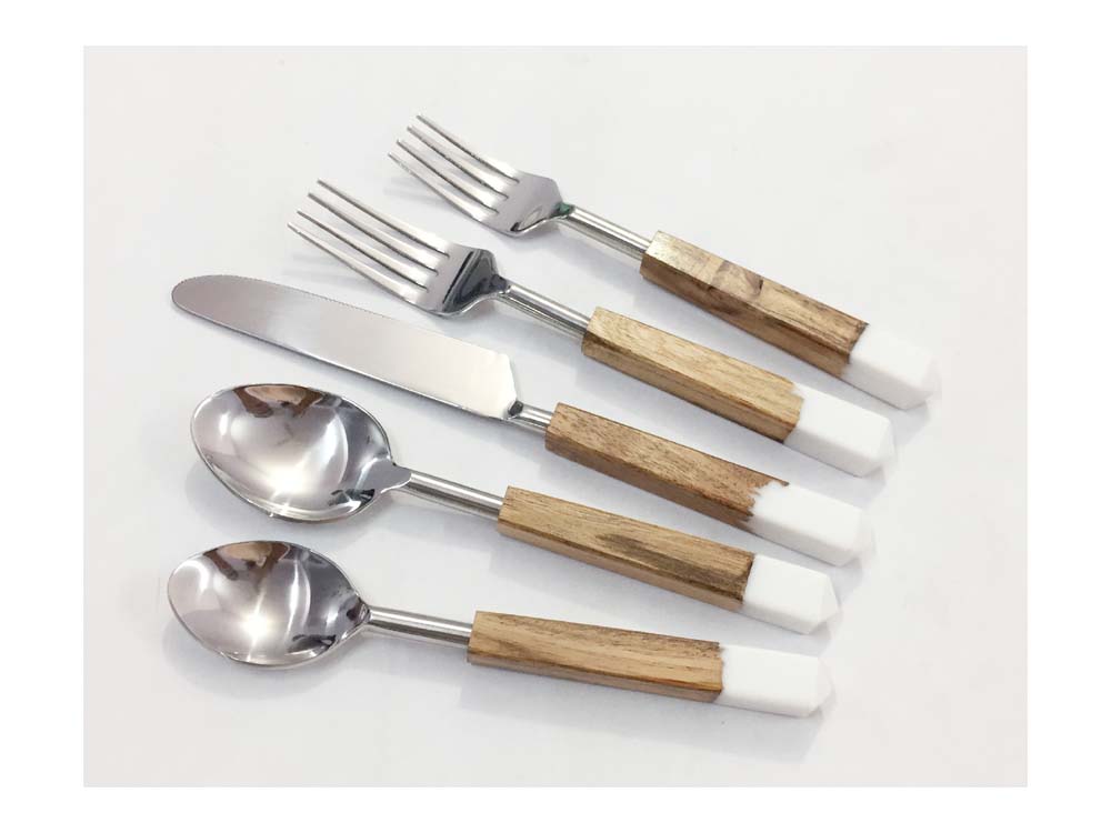 Wooden Handle Flatware S/5