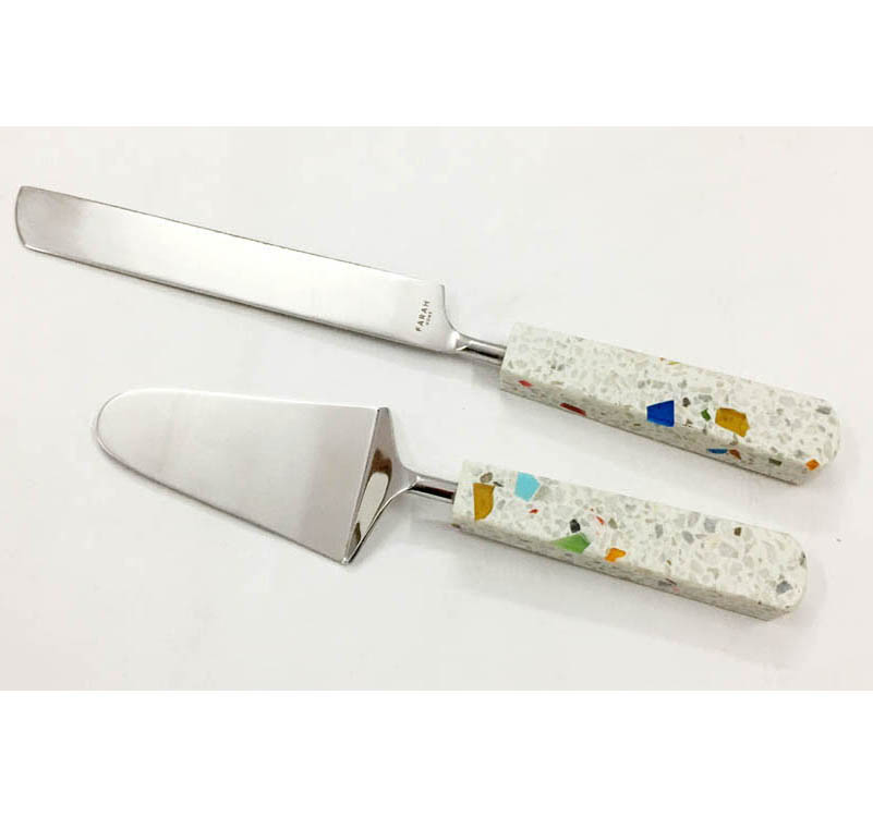Terrazzo Handle Cake server S/2